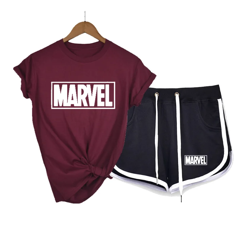 Женская хлопковая футболка с коротким рукавом MARVEL Повседневная надпись marvel топы