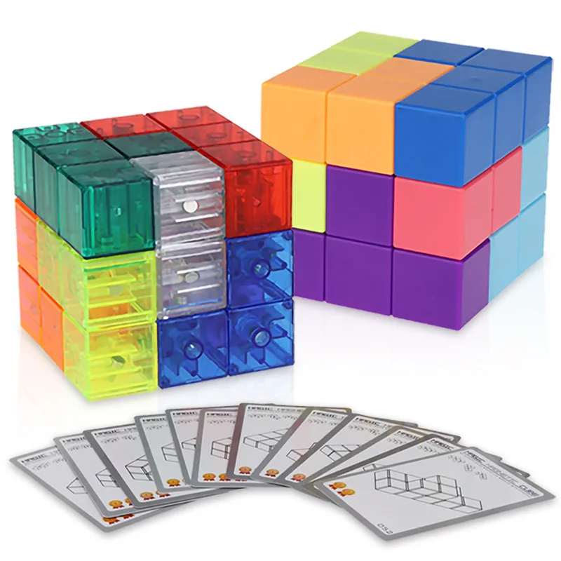 

YongJun YJ 3X3X3 Magnetic Blocks Speed Cubes Transparent Solid Cube Puzzle For Kids Children Brain Test Educational Learning Toy
