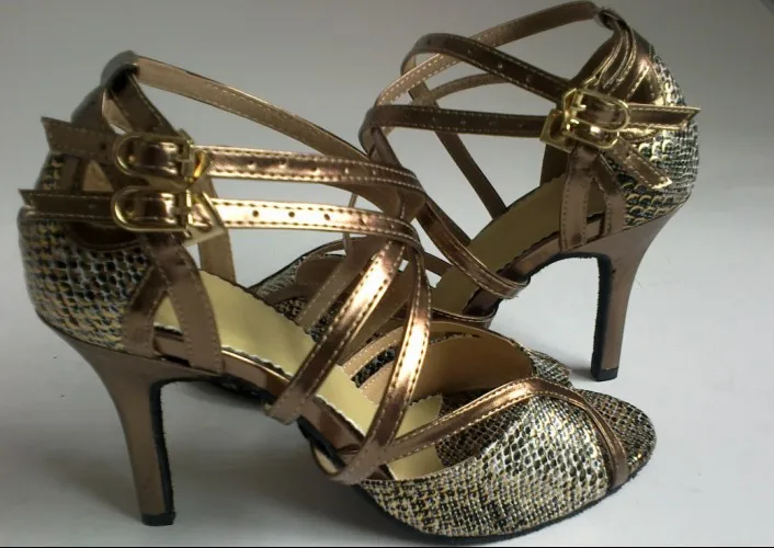 DILEECHI/Женская обувь для латинских танцев из бронзовой искусственной кожи; женская Обувь для бальных танцев; обувь для сальсы и самбы на мягкой подошве; обувь для танцев на квадратном каблуке