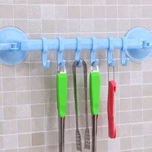 

Strong Suction Cup Lock Button Type Kitchen Bathroom Hanging 6 Hooks For Wall Corner Mounted Rack Holder Household Supplies