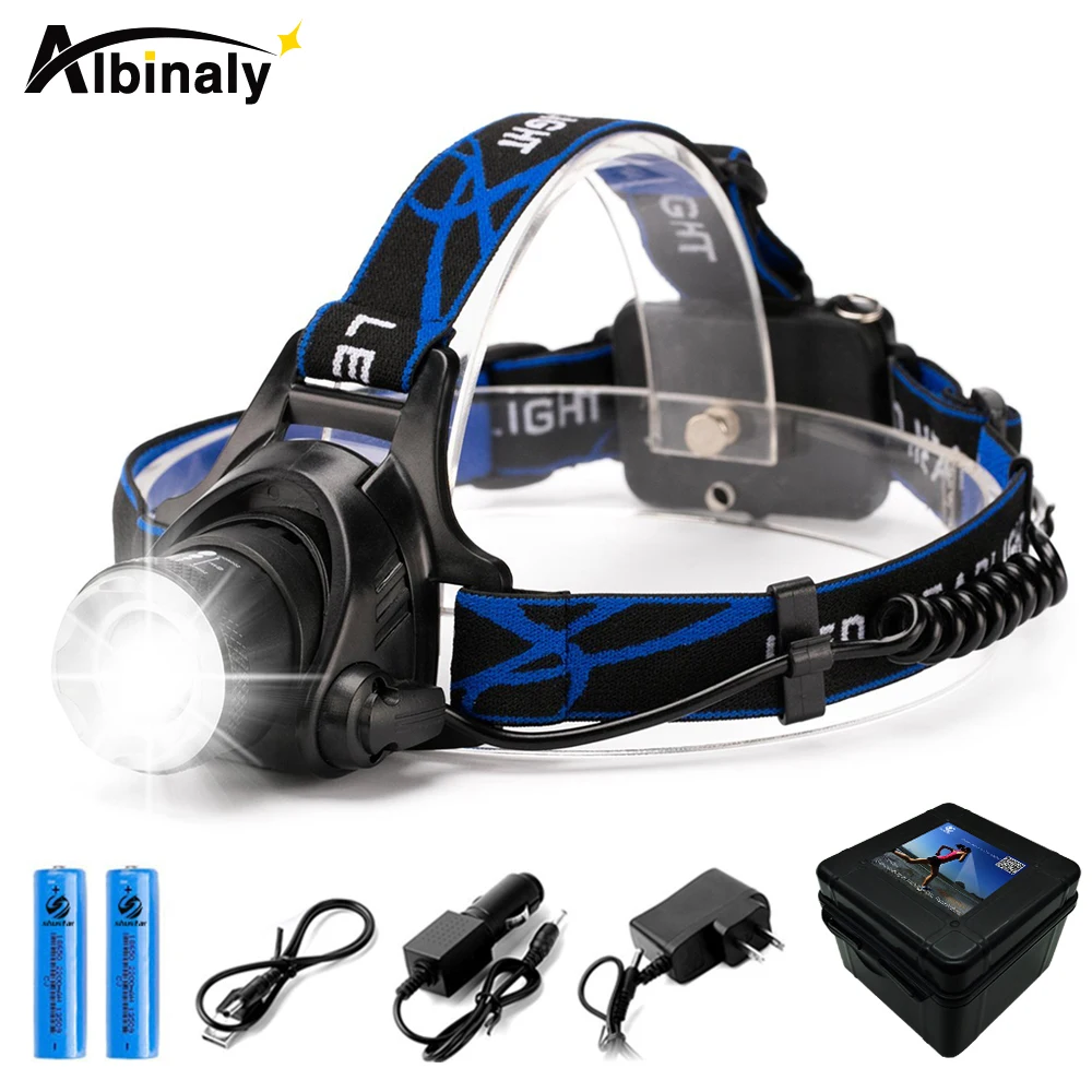 Ultra Bright LED Headlamp CREE XML-T6/L2 8000 lumens headlight Zoomable 4 lighting modes fishing light use 2 x 18650 battery Ultra Bright LED Headlamp CREE XML-T6/L2 8000 lumens headlight Zoomable 4 lighting modes fishing light use 2 x 18650 battery