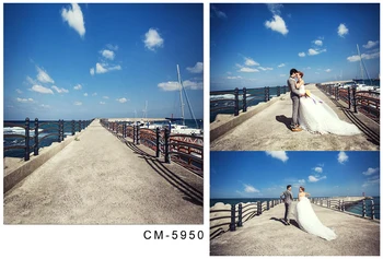 

Blue Sky Beach Sandy backdrops Vinyl cloth High quality Computer printed wedding Backgrounds