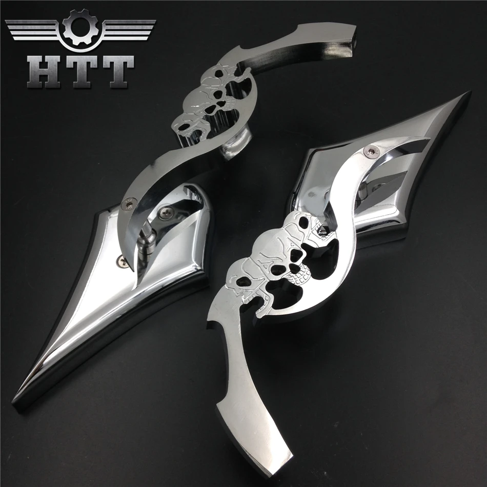 Aftermarket мотоцикл части Хром пользовательские череп лезвие зеркало подходит для Hond CBR CBR600 Suzu Yama Kawasa
