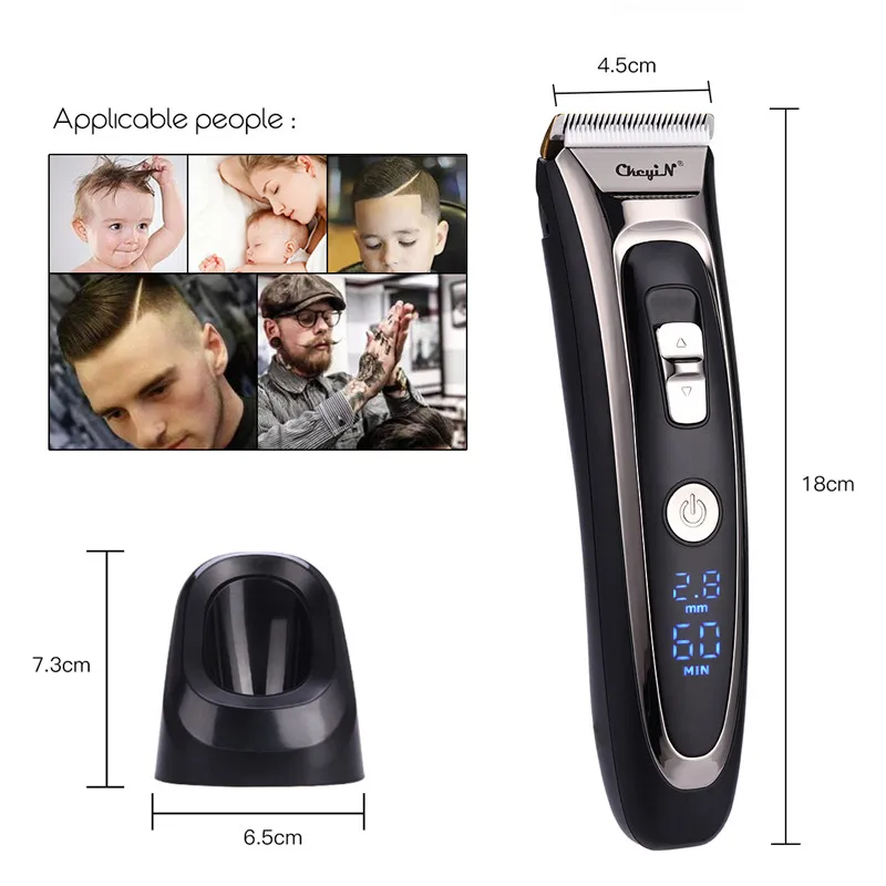 Professional Digital Hair Trimmer Rechargeable Electric Hair Clipper Men's Cordless Haircut Adjusta