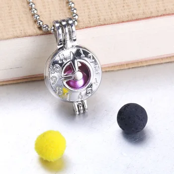 

5pcs Clock Pearl Cage Jewelry Making Bead Cage Locket Pendant Aromatherapy Essential Oil Diffuser Box For Oyster Pearl