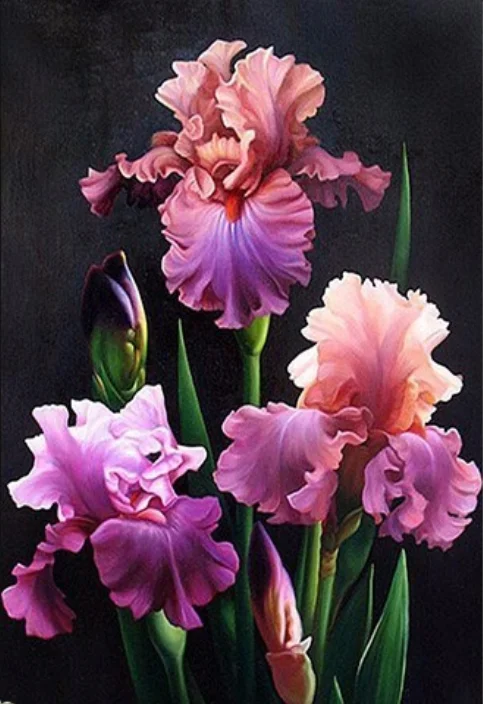 

DIY 5D Diamond Painting Purple flowers Embroidery Cross Stitch Rhinestone Picture Full circular Diamond Home Decor