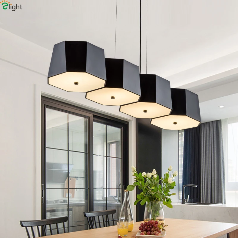 Modern Geometry Metal Led Pendant Lights Acrylic Living Room Led