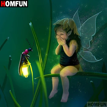 

HOMFUN Full Square/Round Drill 5D DIY Diamond Painting "Butterfly fairy" 3D Diamond Embroidery Cross Stitch Home Decor A18698