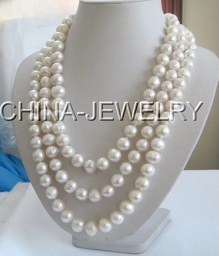 

FREE SHIPPING HOT sell new Style >>>>Beautiful 70" 12mm white round freshwater pearl necklace-925