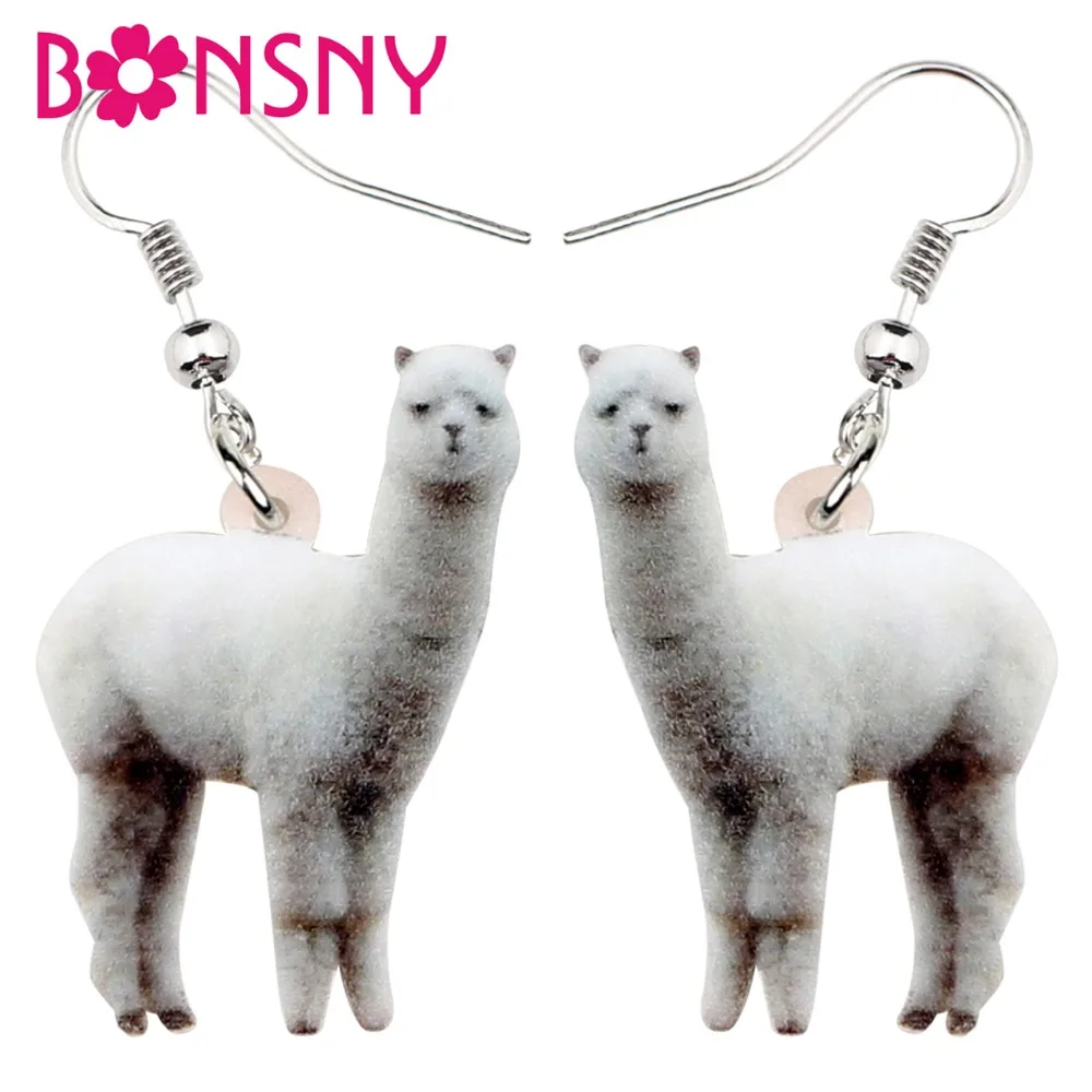 

Bonsny Acrylic Cute South American Alpaca Llama Earrings Drop Dangle Cartoon Animal Jewelry For Women Girls Teens Gift Charms