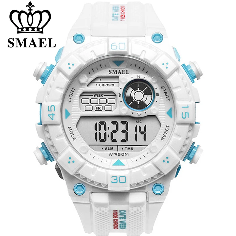 White Watch Digital SMAEL Military Army Waterproof Mens Multifunction Outdoor Sport 