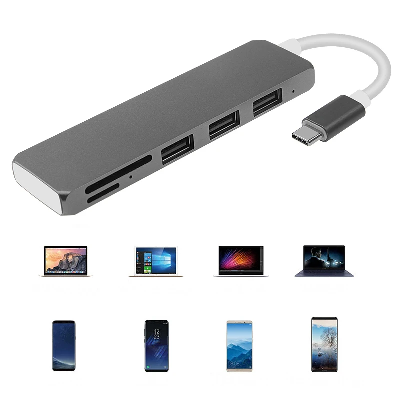 Универсальный usb-хаб type-C к USB3.0+ TF/Micro SD+ USB3.1 PD адаптер для зарядки USB-C концентратор кардридер PD адаптер для зарядки