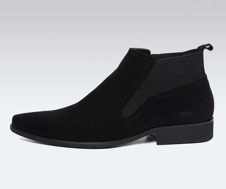 QYFCIOUFU/зимние мужские ботинки из натуральной кожи высокого качества; Мужские модельные ботинки из коровьей кожи; черные замшевые ботильоны на шнуровке
