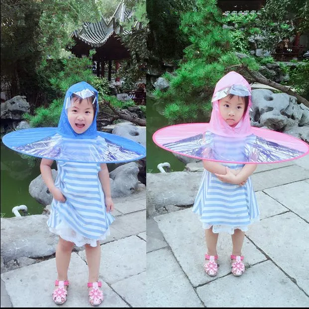 

Creative Raincoat Umbrella Children Headwear Hat Fishing Umbrella Men Women Rain Coat Cover Transparent Foldable Hung Outdoor