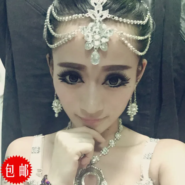 Crystal head chain indian head jewelry rhinestone 