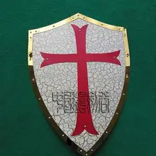 S3326 средневековый трещины узор Красный Крест крестоносца армии Железный щит 25," X 17,4"