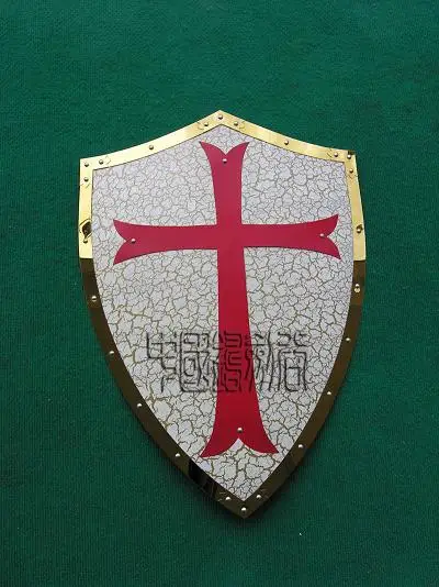 

S3326 MEDIEVAL CRACK PATTERN RED CROSS CRUSADER ARMY IRON SHIELD 25.3" X 17.4"