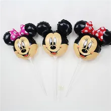 

Hot selling 20pcs/lot minnie&mickey mouse balloon with stick inflatable air baloons for birthday party decoration mylar globos