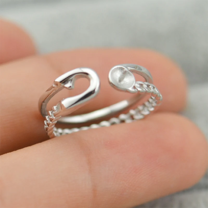QIAOBEIG Silver 925 Adjustable open Ring fitting Simple Ring Pearl