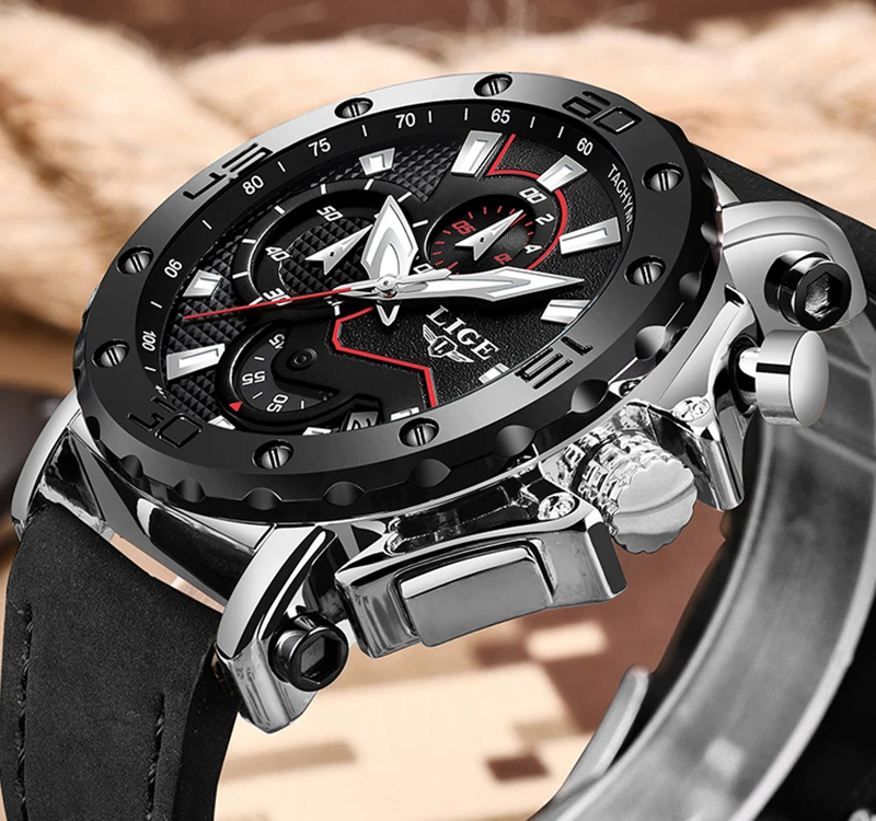 2019 LIGE Watch Luxury Brand Men Analog Leather Sport Watches Men's Army Military Watch Male Date Q