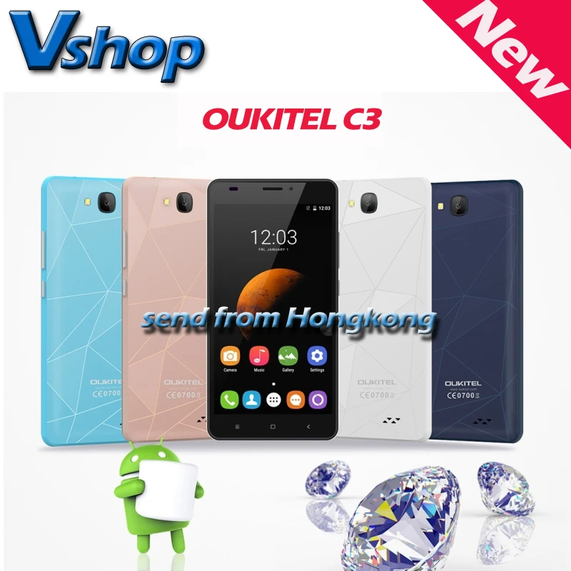 Original OUKITEL C3 3G Smartphone 5 0 inch Android 6 0 RAM 1GB ROM 8GB MTK6580