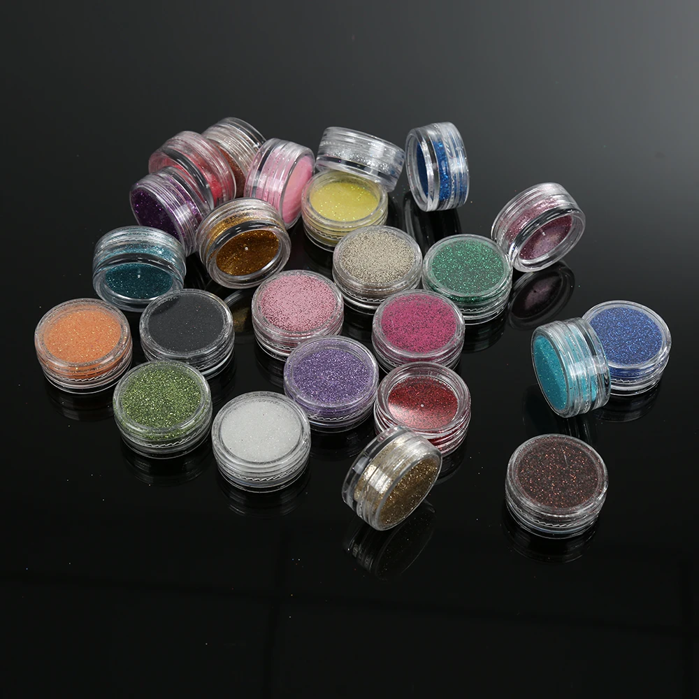 

24 Colors/Set Nail Glitter Sequins Set Acrylic Hexagon Shape Nail Powder Dust Tips UV Gel Polish Shining Nail Beauty TSLM1