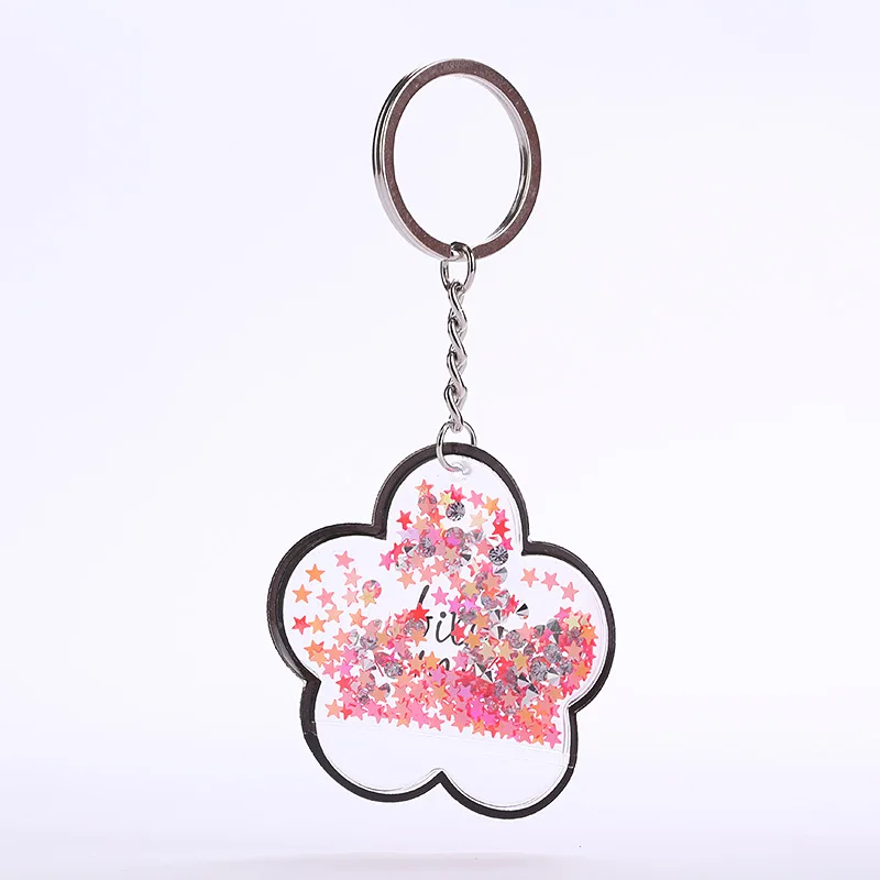 

Pendant Colorful Sequins Bag Key Chain Fashion Transparent Heart Star Shape Keychain for Car Women Girls Bag Accessories Jewelry