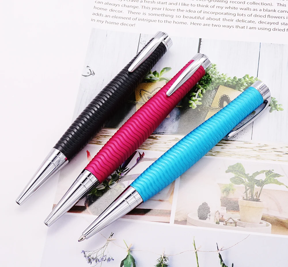 Fuliwen 2017 Fashion Retractable Ballpoint Pen, Beautiful Ripple Engraving , Various Color for Choosing Ideal for Office/School