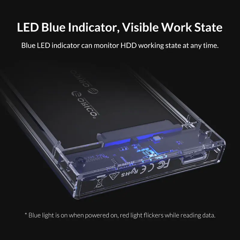 Orico 2159U3-Cr-Bp 2.5inch Sata To Usb3.0 Hdd Case With Stand Hdd Hard Disk Drive Enclosure External Support 4Tb Max For Ssd D