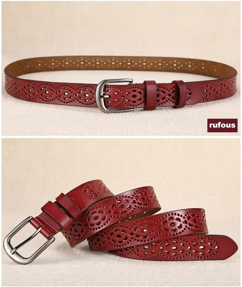 DOULILU New 2018 genuine leather jeans belts for Women Hollow pressed flower luxury strap female belt Gun gray buckle1 (10)