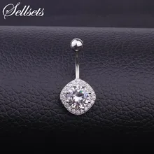 

Sellsets Stainless Steel Square Shape Body Jewelry Wholesale 6pcs/lot AAA Cubic Zirconia Navel Piercing Helix Belly Button Rings
