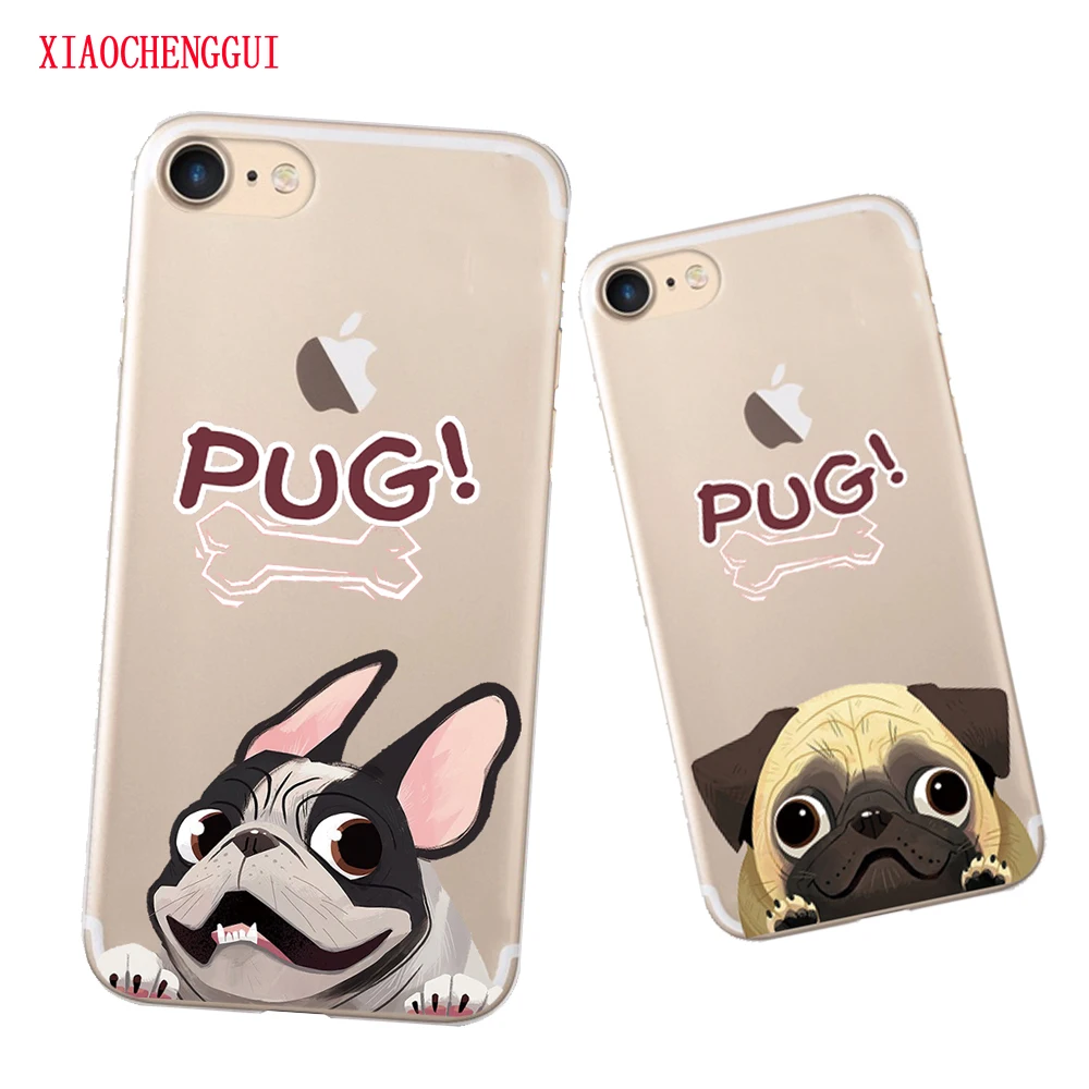 

Pocket Dog Cat Minnie TPU Phone case for iphone 7 5 5S SE For iphone 6 6s 6/7/8plus X BullDog Pug Pattern Silicone case