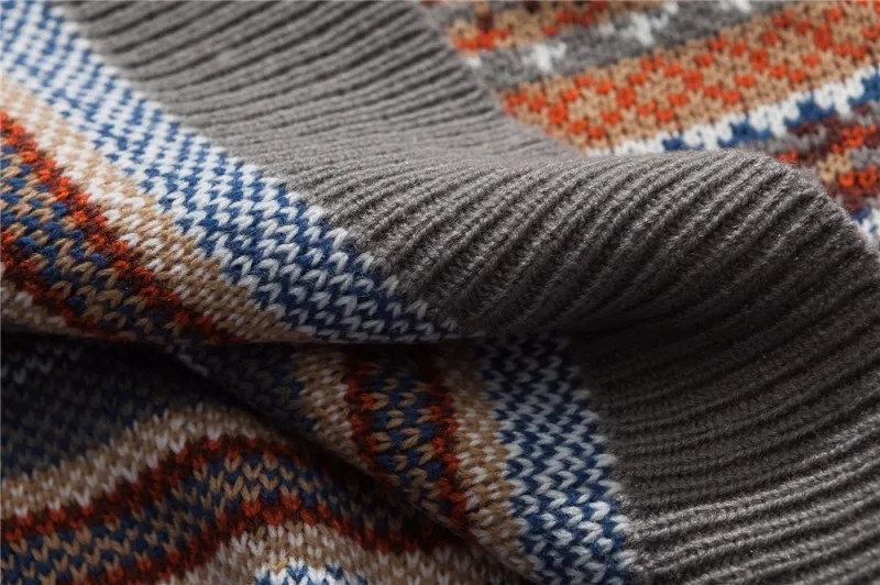 Свободный крой народный стиль мужские свитера Винтаж с круглым вырезом пуловер Топы мужские новые осенние зимние с длинным рукавом