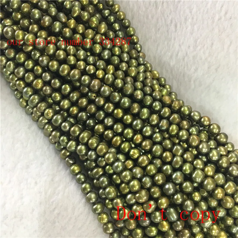 

6-7mm Genuine Natural green Freshwater Pearl Loose Beads 14 inches