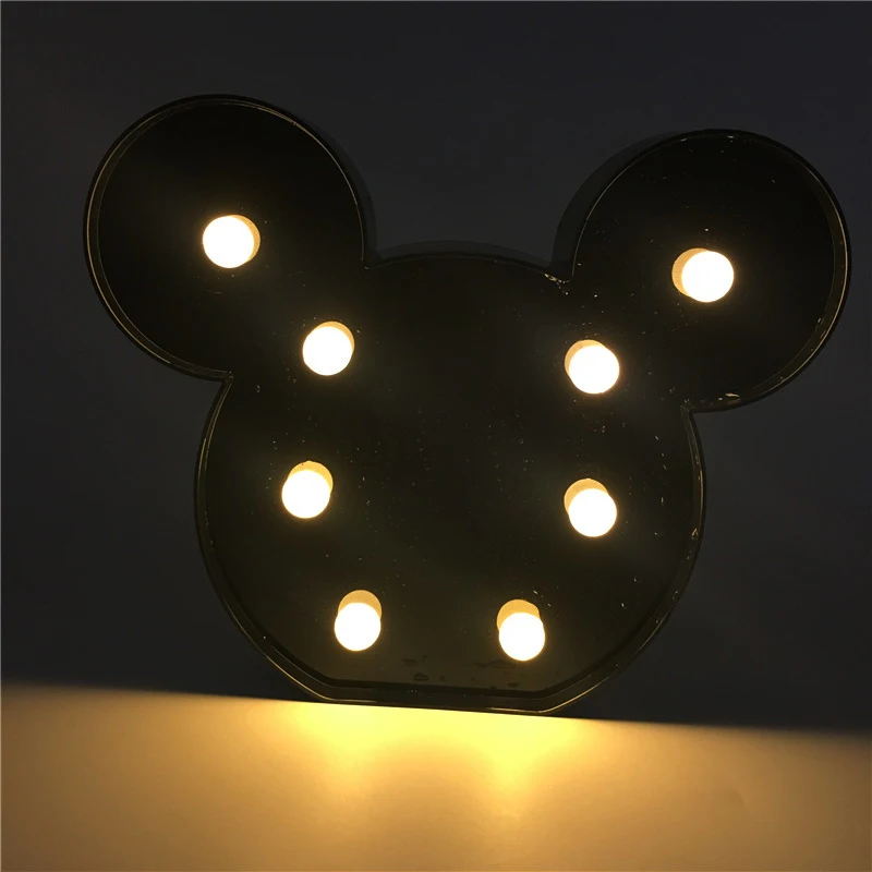  Leedome 3D Romantic Lamp LED Night Light Mickey Style Lamp Marquee Home Christmas AA Battery LED Ni - 32989737277
