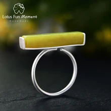 Lotus Fun Moment Настоящее стерлингового серебра 925 природных оливин камень ручной работы Модные украшения регулируемая минимализм кольца для Для женщин