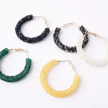 SexeMara, очаровательные серьги, геометрические, круглые, блестящие, австрийские кристаллы, стразы, большие серьги, модные ювелирные изделия для женщин, дизайн