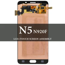 Untuk Samsung GALAXY Catatan 5 LCD 5.7 Inci N9200 N920F Hitam Abu-abu Tampilan Layar AMOLED Digitizer Penggantian Suku Cadang