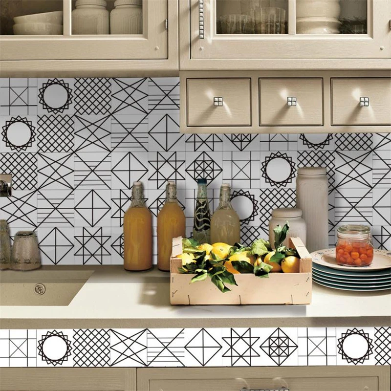 2018 New  1Roll Self Adhesive Tile Art Wall Decal Sticker DIY Kitchen Bathroom waterproof Decor Vinyl 10