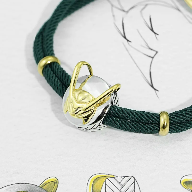

Superhero Thor Loki Helmet Pack of 925 Silver Gold-plating Bracele Men and women Charm Jewelry Women Valentine's Day Gifts