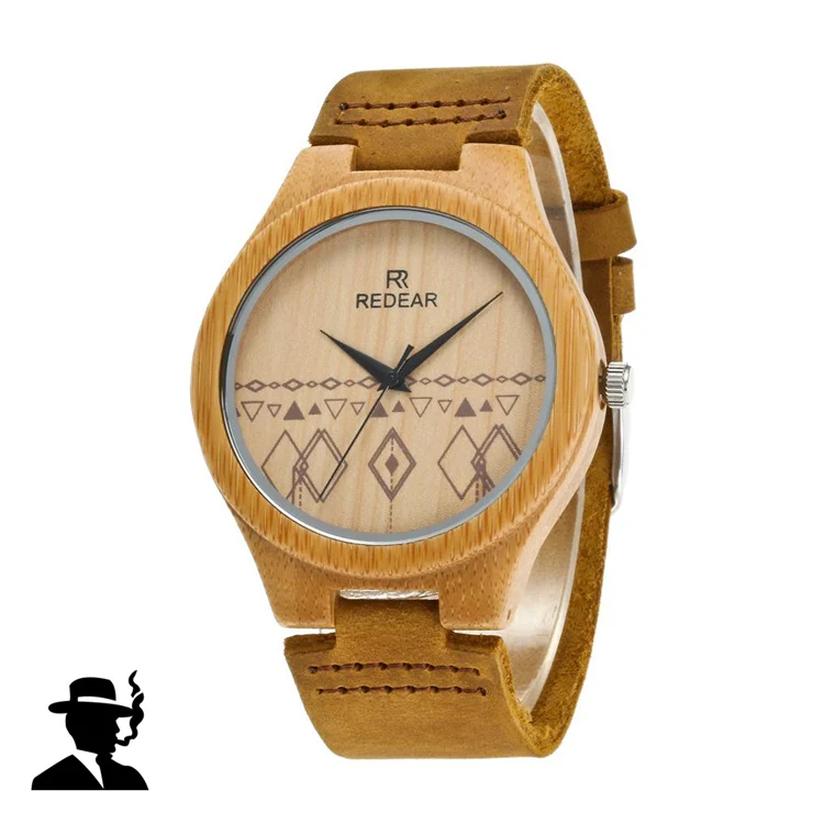 REDEAR Luxury Brand Couples Bamboo Carbide Watches Half Patterns Dial Face Famous Brand Quartz Watch - Цвет: Men