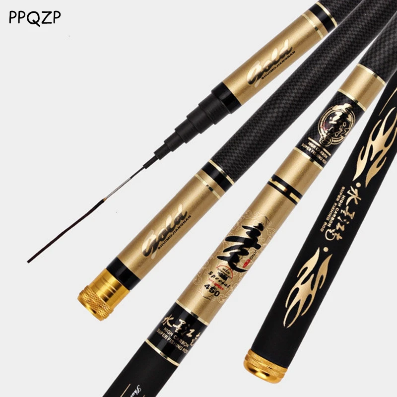 

High Quality Ultra-Light Super Hard Fishing Rod Carbon Fiber Telescopic Casting Rod 3.6m-7.2m Portable Carp Fishing Pole PPQZP