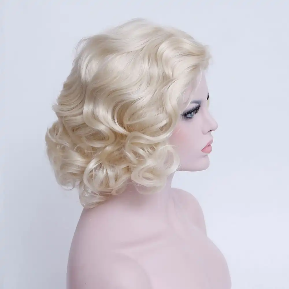 Shangke Short Blonde Female Wig Heat Resistant High Temperature