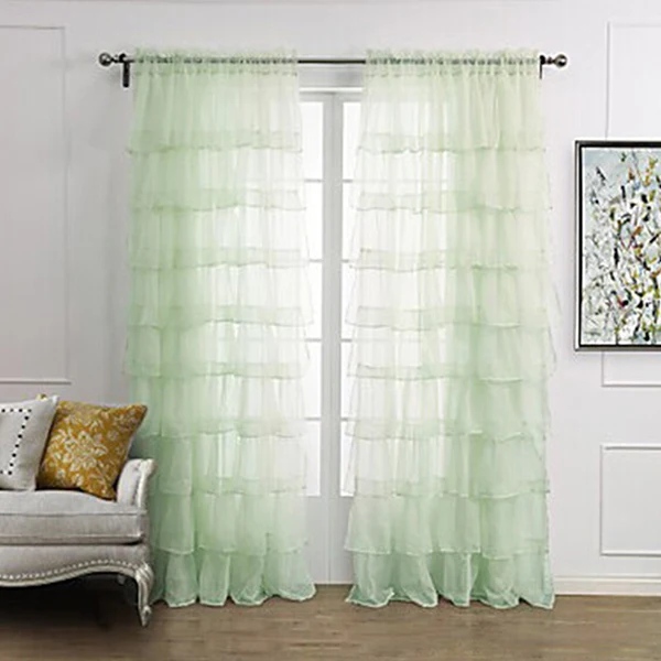 White Blinds Rod Curtain Tulle Multi-layered Lace Curtains for Bedroom Window Solid Color Blackout Curtain Home Use Cortinas