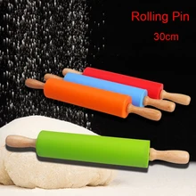 30 см Высокое качество деревянная ручка, силикон Скалки антипригарные кухонные инструменты скалки