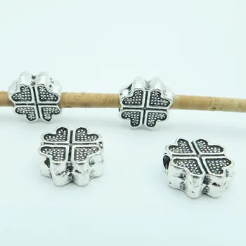 

20 Pcs for 3mm round leather Antique Silver Clover beads with draw jewelry supplies jewelry finding D-5-3-18