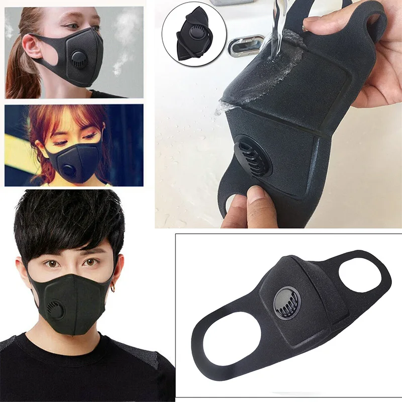 

Men Women Anti Dust Mask Anti PM2.5 Pollution Face Mouth Respirator Black Breathable Valve Cotton Mask Filter 3D Mouth Cover