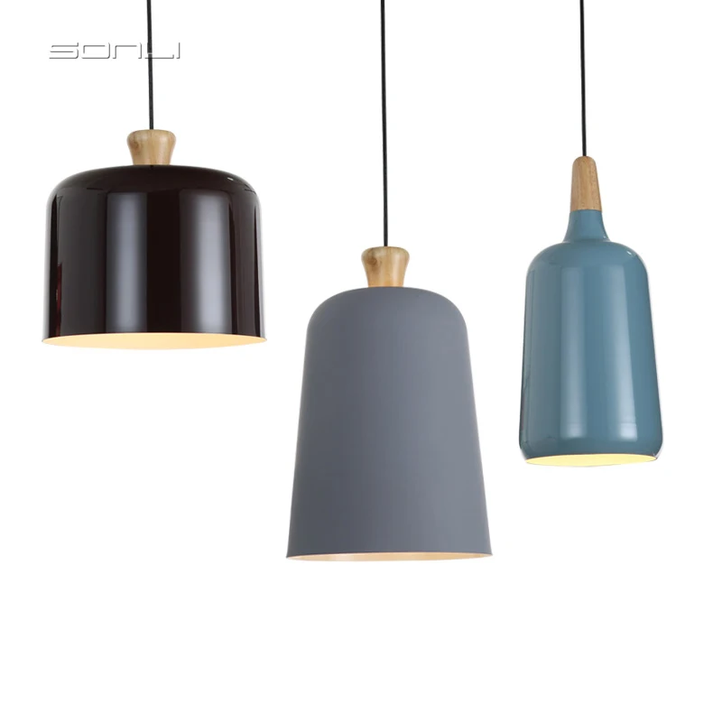 Nordic Pendant Lights Wood Aluminum Lampshade Industrial Lighting Loft Lamparas Dining Room Lamp E27 Light Fixtures | Освещение