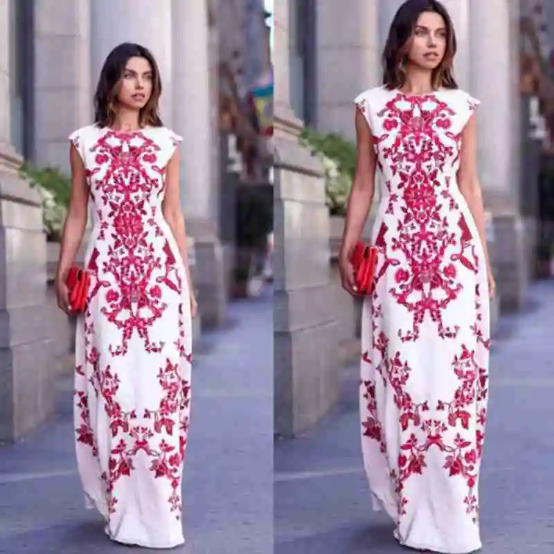 

Women's Fashion Summer Sleeveless Dress Boho Long Maxi Ball Gown Cocktail Party Beach Dress