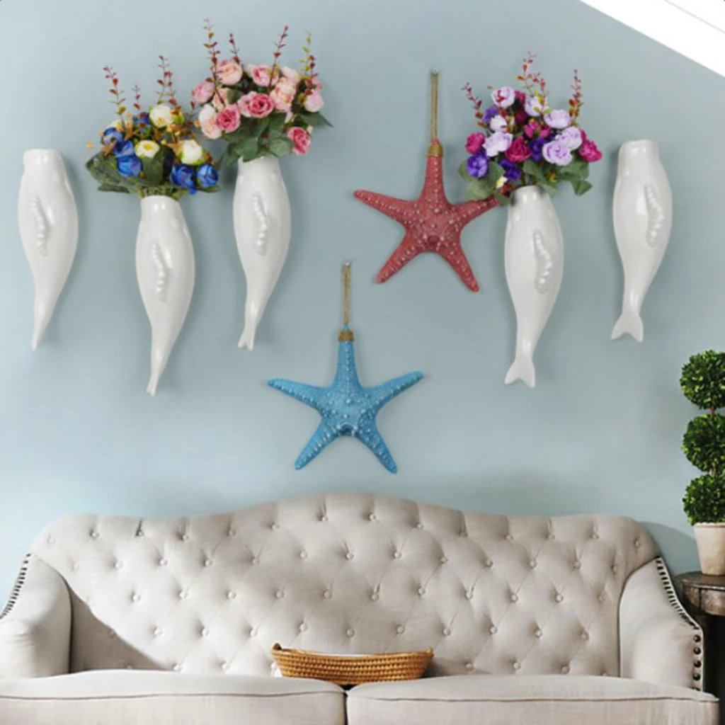 

Fish Ceramic Wall Mounted Vase Decorative Flower Plant Hanging Vase Holder A